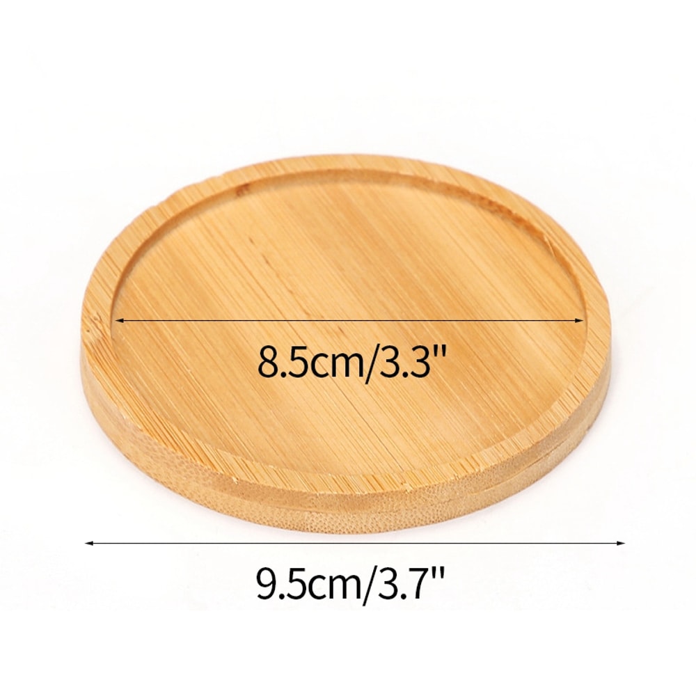 Mini Bamboo Tray Wood Saucer Flower Pot Tray Cup Pad Coaster Plate Kitchen Decorative Plate Creative Coffee Cup Mat Home Decor