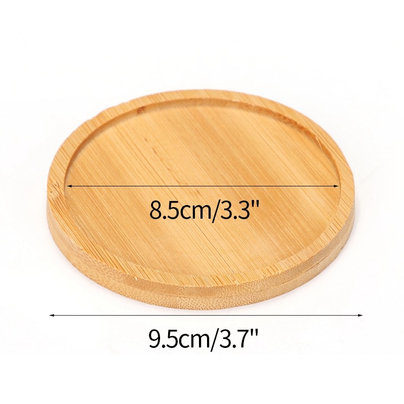 Mini Bamboo Tray Wood Saucer Flower Pot Tray Cup Pad Coaster Plate Kitchen Decorative Plate Creative Coffee Cup Mat Home Decor