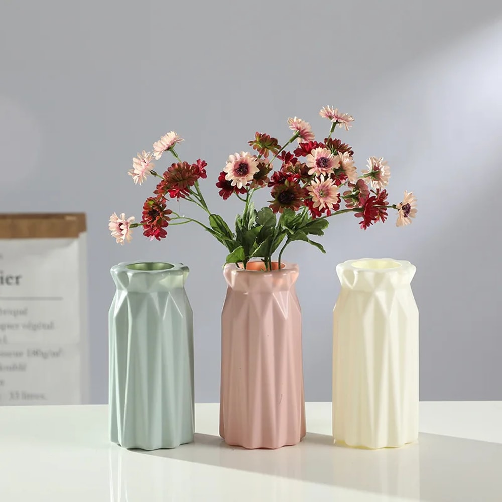 NEW Originality Plastic Vase, White Imitation Ceramic Flower Pot, Flowering Basket Vases for Home Decoration, Nordic