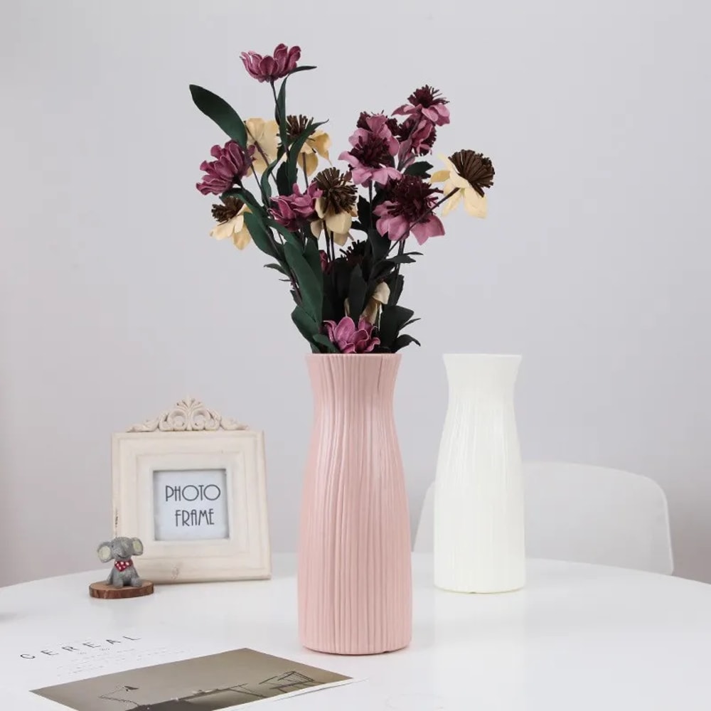 NEW Originality Plastic Vase, White Imitation Ceramic Flower Pot, Flowering Basket Vases for Home Decoration, Nordic