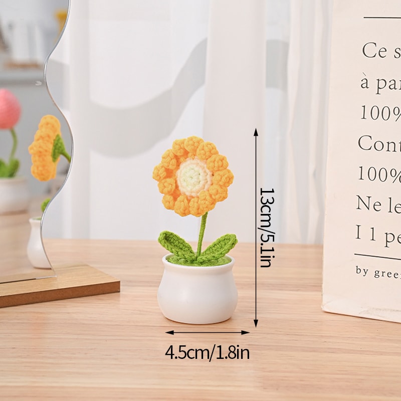 Sunflower Crochet Flower, Artificial Hand Woven Girasol Crochet Plants, Wedding Guest Gifts, Desktop Decoration