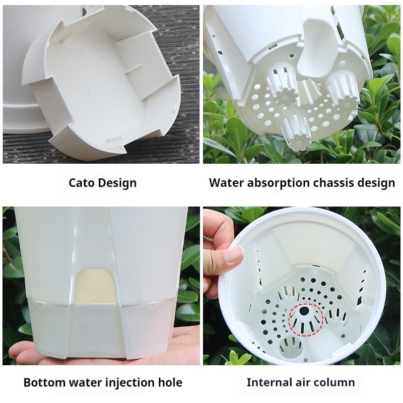 Transparent Self Watering Plant Pots Plastic Flowerpot Planter With Drainage Holes For Indoor And O 5