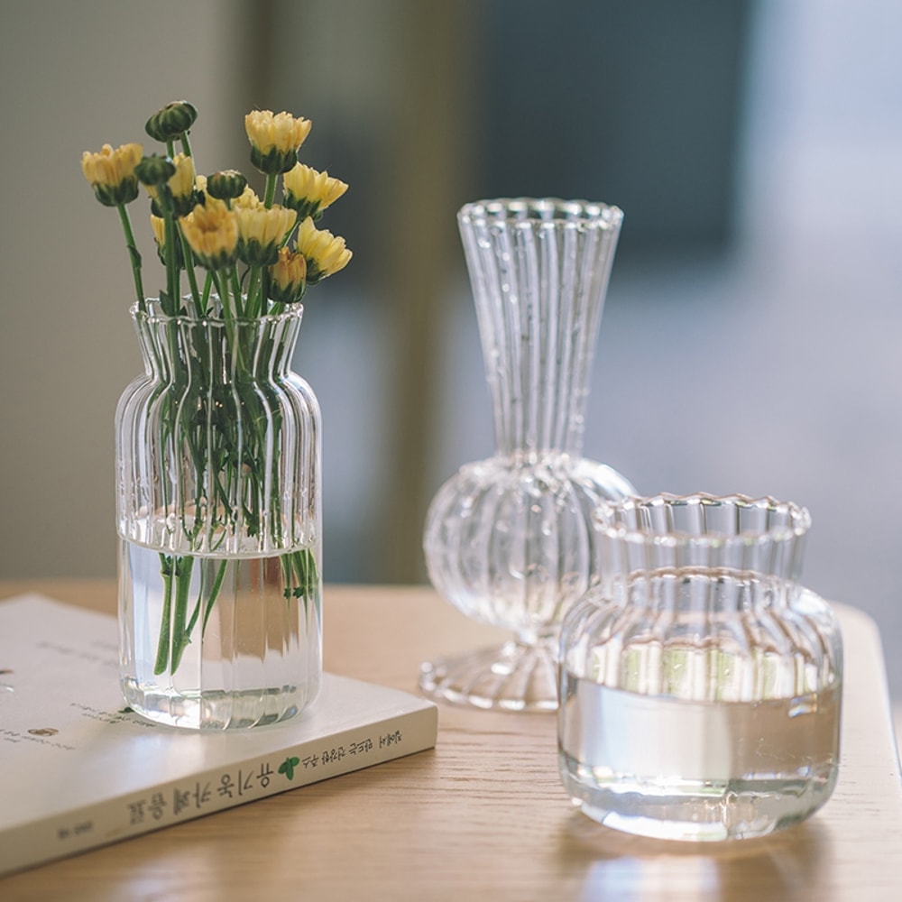 Vintage Flower Vase, Mini Glass Vase for Wedding Party, Transparent Hydroponics Plant Flower Vases, Desktop Ornaments