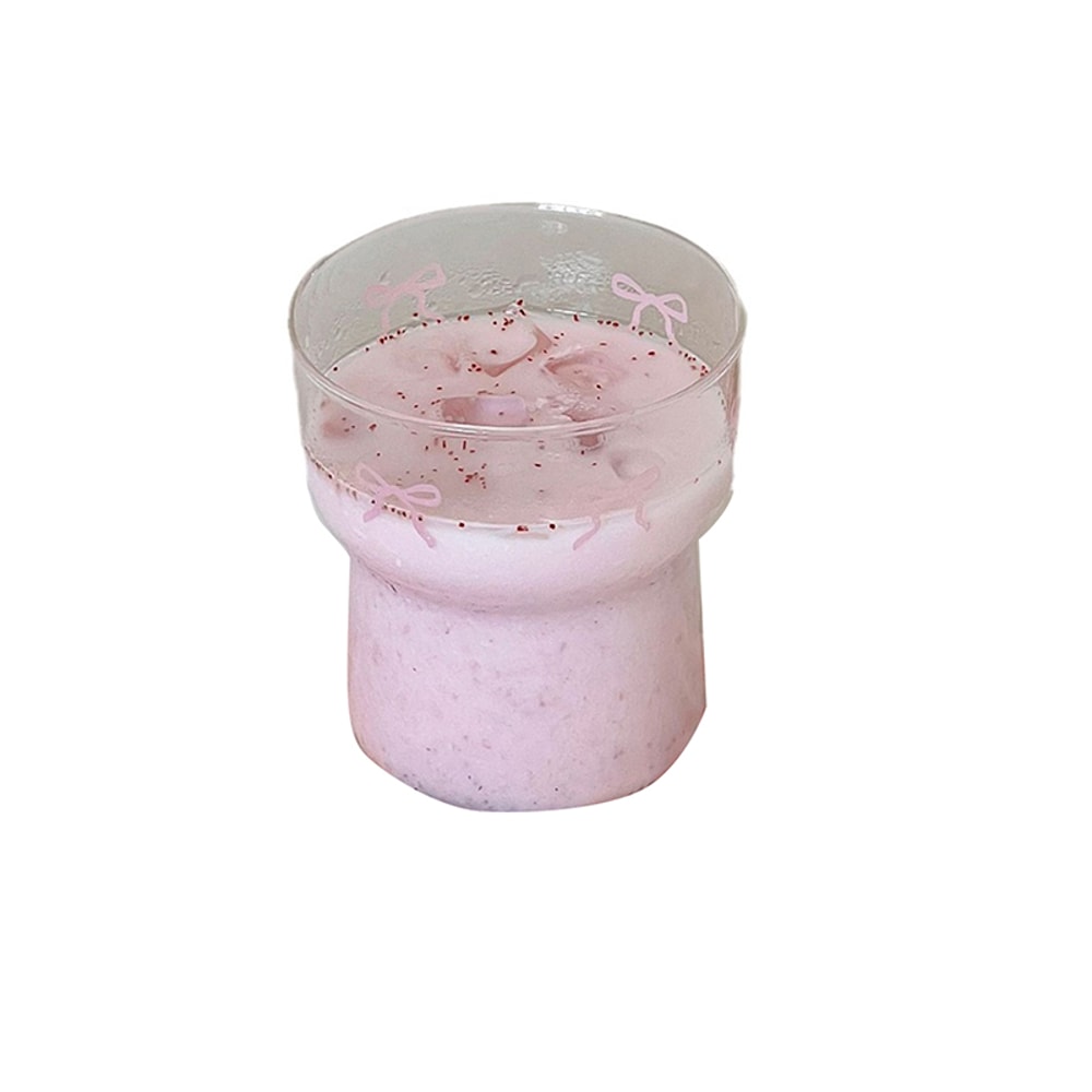 Style Bow Milk Glass Cup, Breakfast Juice Latte Coffee Cup, Couple Lover Girls Bow Pattern Glasses, Drink Cup Outdoor