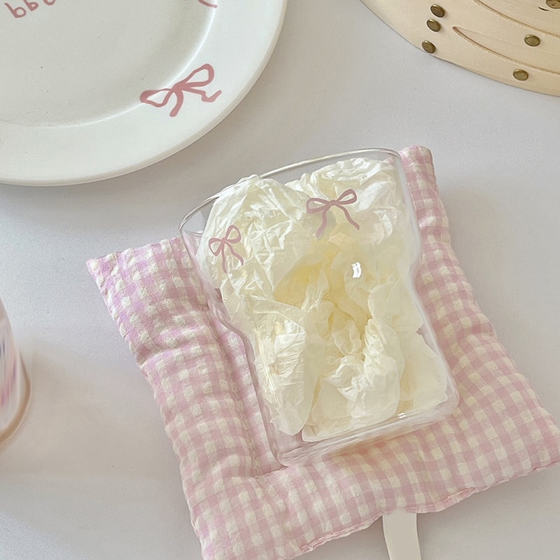 Style Bow Milk Glass Cup, Breakfast Juice Latte Coffee Cup, Couple Lover Girls Bow Pattern Glasses, Drink Cup Outdoor