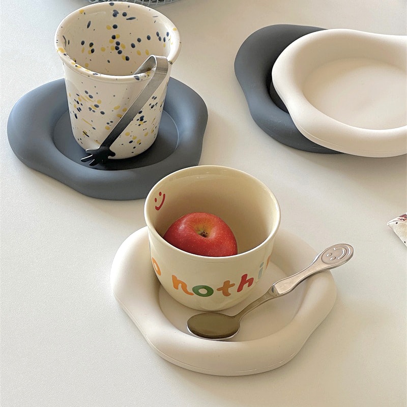 Imitation Ceramic Coasters, Cloud Shape Silicone Coasters, Non-Slip Heat Insulation Coasters for Coffee Cups, Home Decor