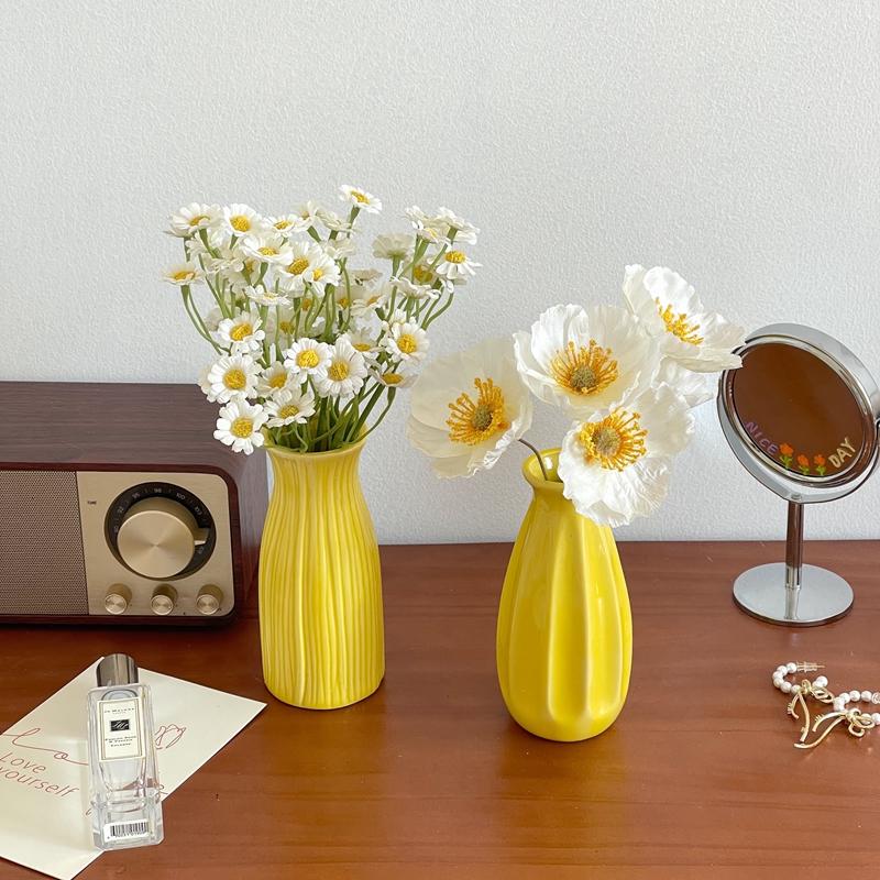 Modern Small Flower Vases, Candy Color Ceramic Bud Vase, for Pampas Grass, Desktop Ornaments, Living Room Decor