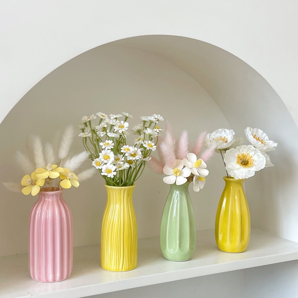 Modern Small Flower Vases, Candy Color Ceramic Bud Vase, for Pampas Grass, Desktop Ornaments, Living Room Decor