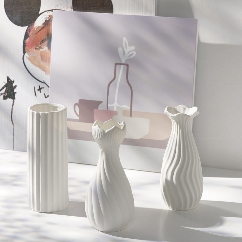 Modern Small Flower Vases, Candy Color Ceramic Bud Vase, for Pampas Grass, Desktop Ornaments, Living Room Decor