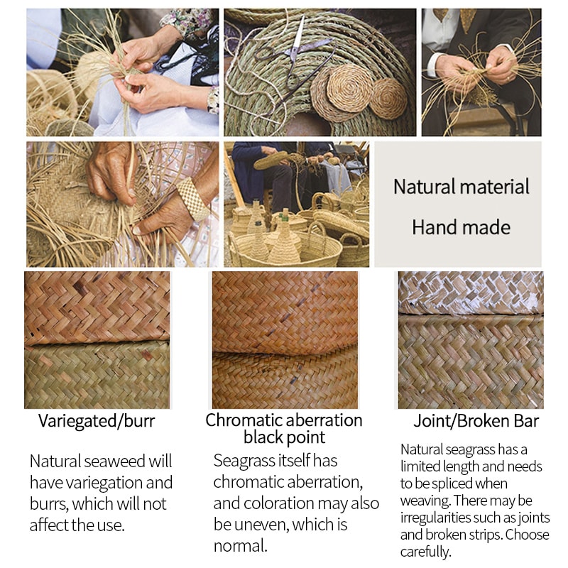 Natural Seaweed Weave Basket, Pastoral Rattan Vase, Bamboo Weaving Vases, Floral Arrangement, Dried Flower Vase for Home