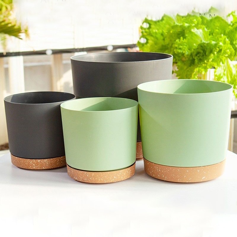 Self Watering Plant Pots, Automatic Plastic Flowerpot, Bottom Watering Planters with Saucer for Indoor Outdoor Plants