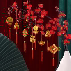 gold tassel new year home decorations, lucky bonsai party hanging pendants, style festive ornaments