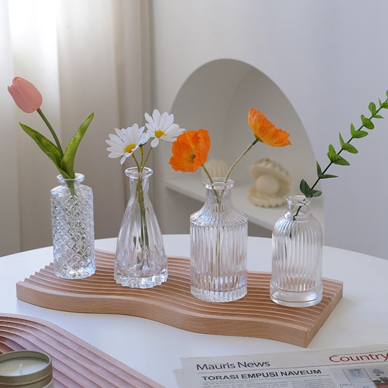 Mini Transparent Glass Vase Nordic Flower Vase Hydroponic Plant Vase Modern Living Room Glass Ornam 4