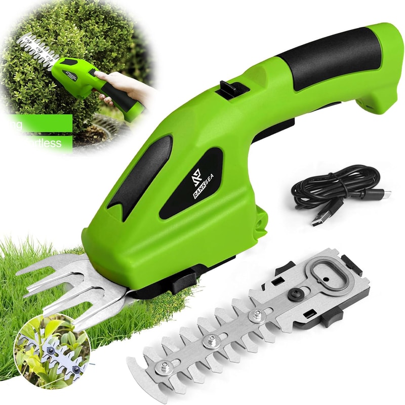 Cordless Electric Hedge Trimmer, Rechargeable Handheld Lawn Shrub Mower, Garden Tools for Weeding Pruning