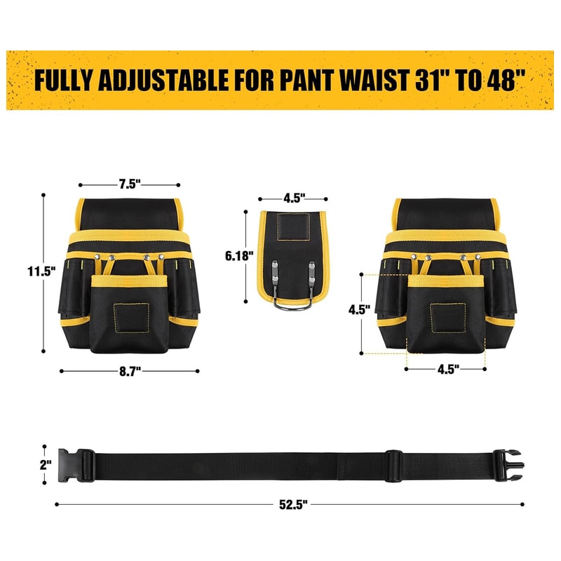 Tool Belt Bag Adjustable Utility Belt With Pockets Detachable Work Pouch Heavy Waist Apron Versatil 2