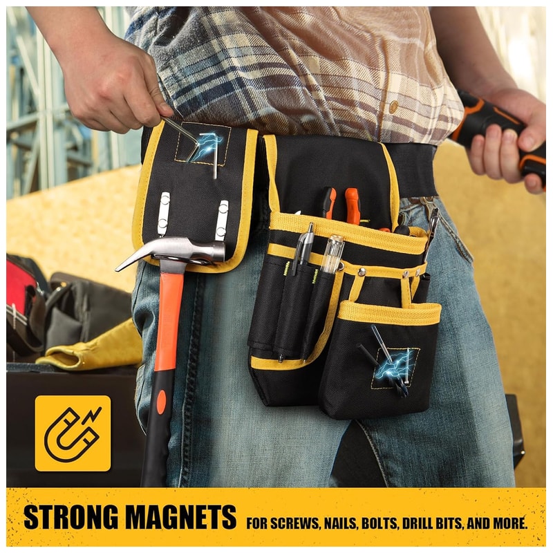 Tool Belt Bag Adjustable Utility Belt With Pockets Detachable Work Pouch Heavy Waist Apron Versatil 3