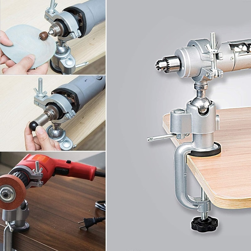 Table Swivel Vise, Woodworking Grinder Tool, Electric Drill Stand Holder, Aluminium Alloy Bracket, Table Vise Precision