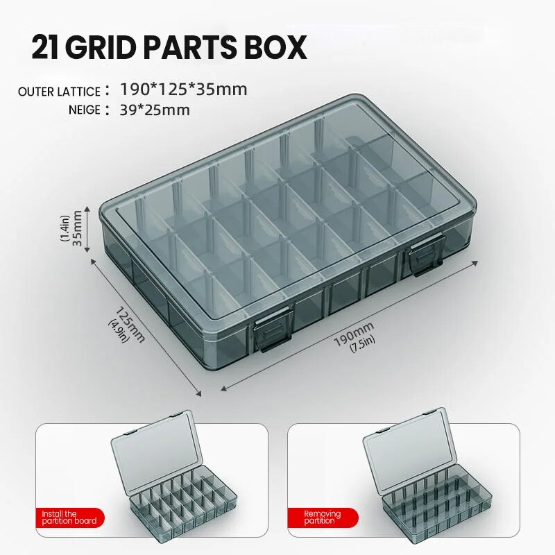 Plastic Tool Parts Box Storage Screw Box Electronic Component Organizer Drill Bit Accessories Thick
