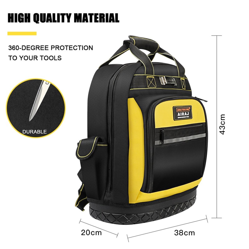 Waterproof Tool Backpack Heavy Duty Tool Bag With Rubber Base Electrician Tool Organizer For Mainte 6