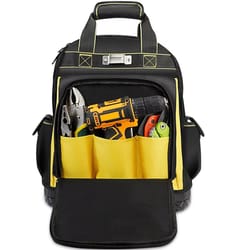 waterproof tool backpack, heavy duty tool bag with rubber base, electrician tool organizer for maintenance workers