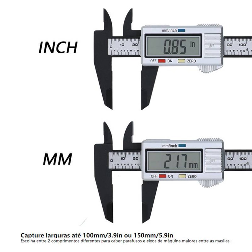 Digital Vernier Caliper Inch Metric Fraction Conversion Tool Large LCD Display Plastic Caliper For 5