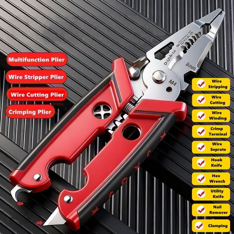 Electrician Pliers Multifunctional Wire Stripper Crimper Pliers Professional Electrician Tool For C 2