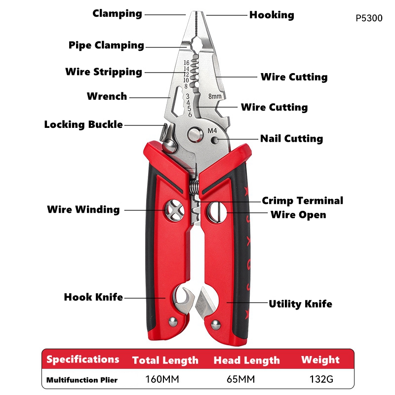Electrician Pliers Multifunctional Wire Stripper Crimper Pliers Professional Electrician Tool For C 5