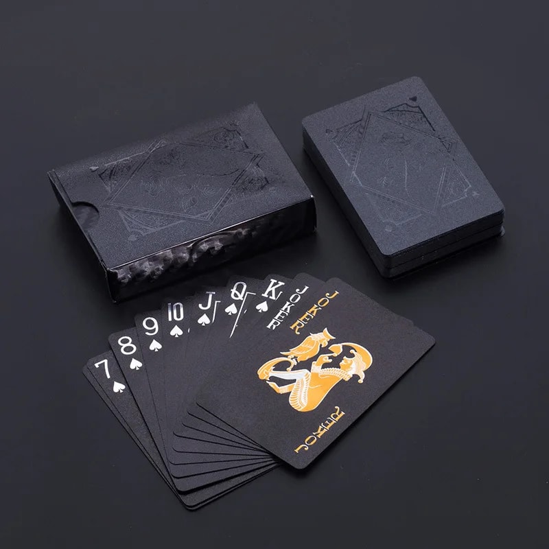 Black Gold Playing Card Game, Waterproof Poker Suit, Magic Board Game Collection for Entertainment