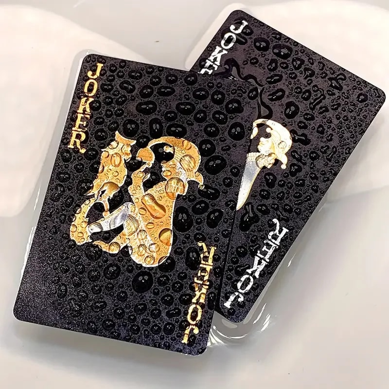 Black Gold Playing Card Game, Waterproof Poker Suit, Magic Board Game Collection for Entertainment