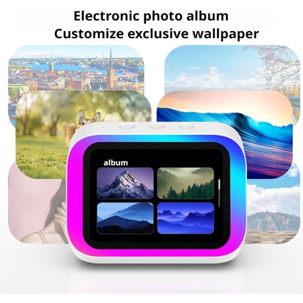 Bluetooth Speaker, Voice Assistant, HD Touch Screen Display, Electronic Album, Alarm Clock, Hi-Fi Stereo Sound