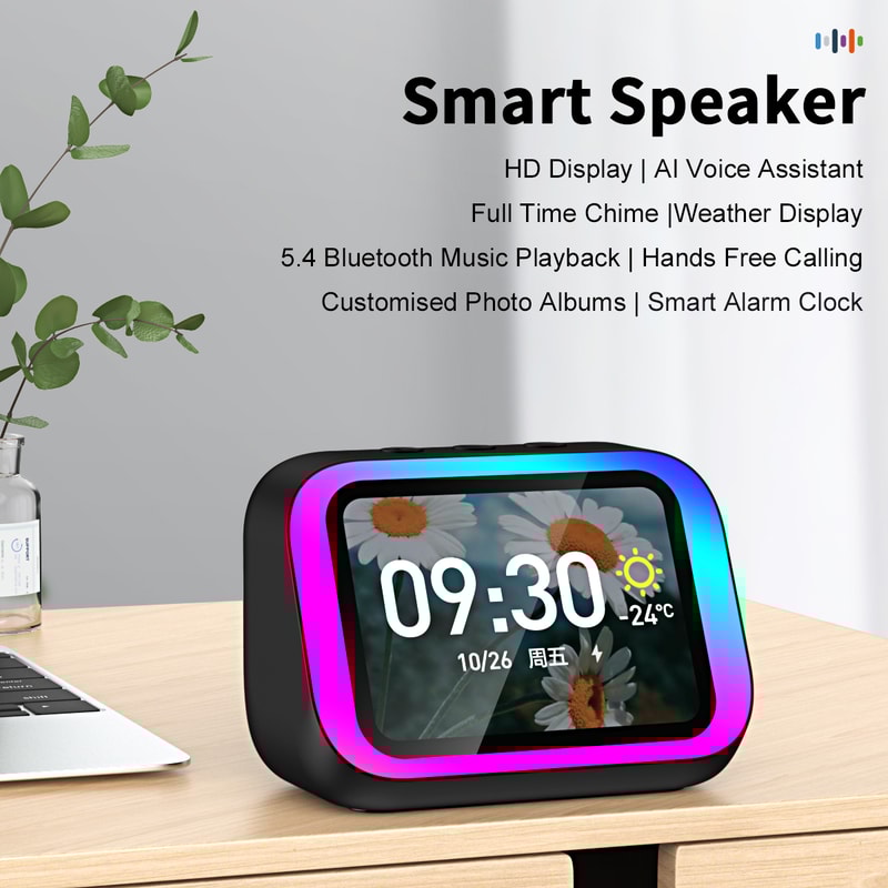 Bluetooth Speaker, Voice Assistant, HD Touch Screen Display, Electronic Album, Alarm Clock, Hi-Fi Stereo Sound
