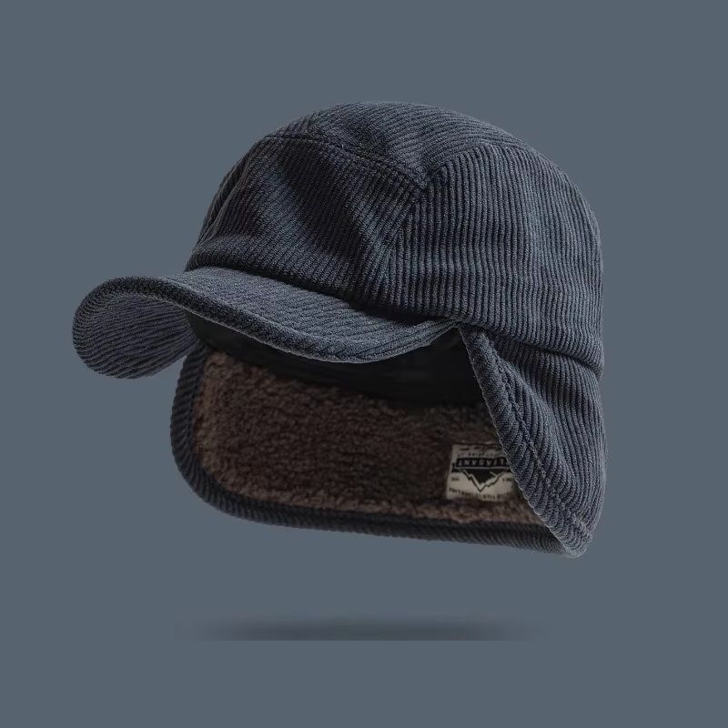 Winter Unisex Retro Corduroy Bomber Hat FleeceLined Windproof Earflap Cap For Men And Women 8