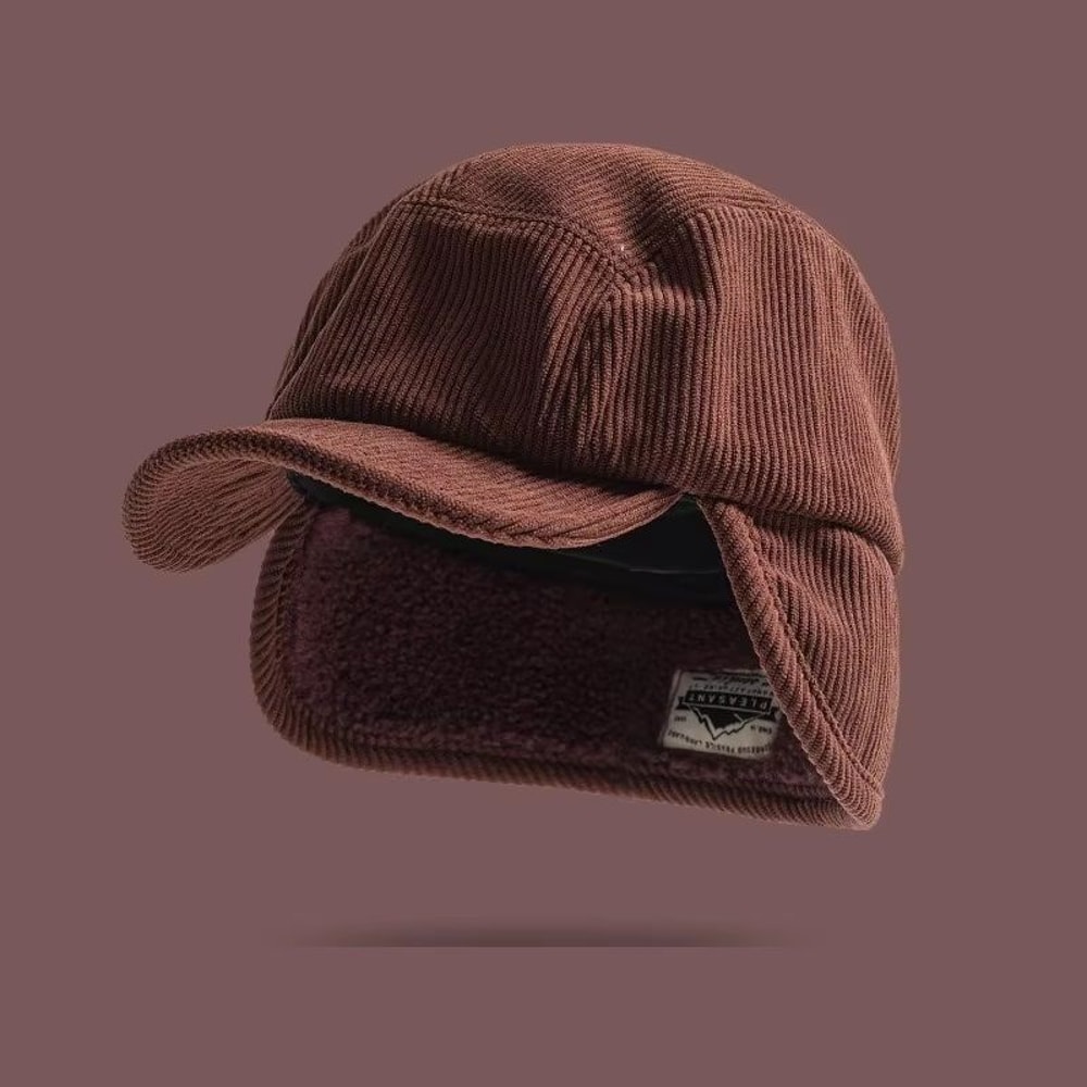 Winter Unisex Retro Corduroy Bomber Hat FleeceLined Windproof Earflap Cap For Men And Women 9