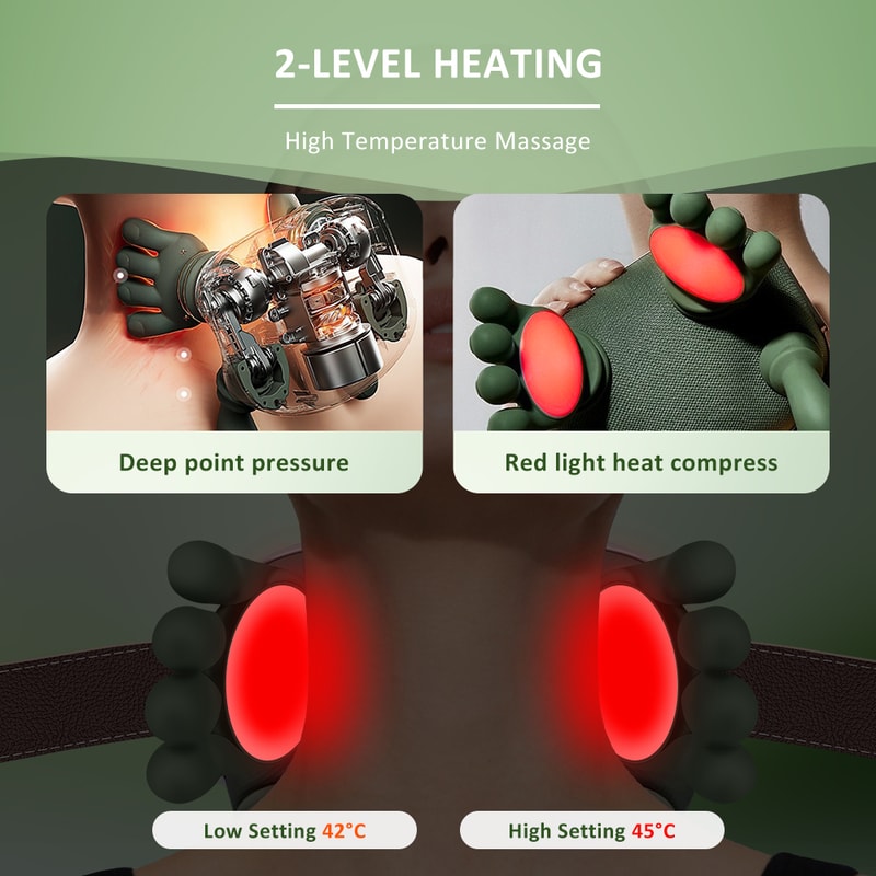 Hot Compress Neck Massager Portable Shiatsu Neck And Shoulder Massager Deep Tissue Kneading Massage 3
