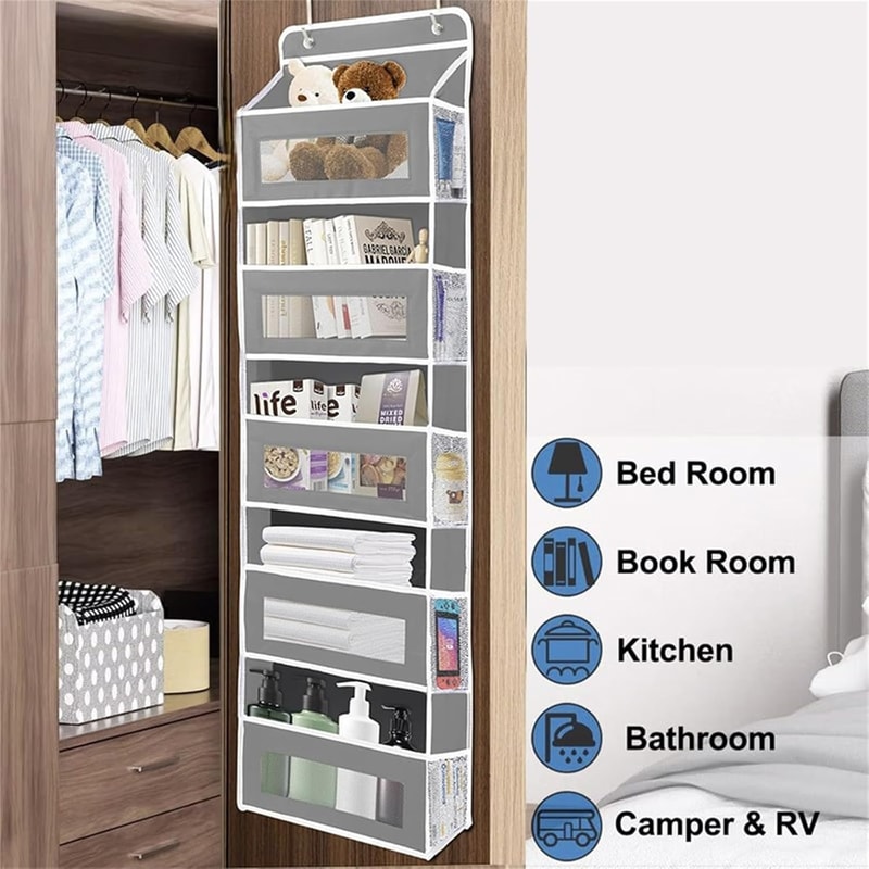 Door Organizer with Shelves, Pockets, Heavy Duty Hanging Storage for Bedroom, Bathroom, Pantry, Hold Space-Saving Design