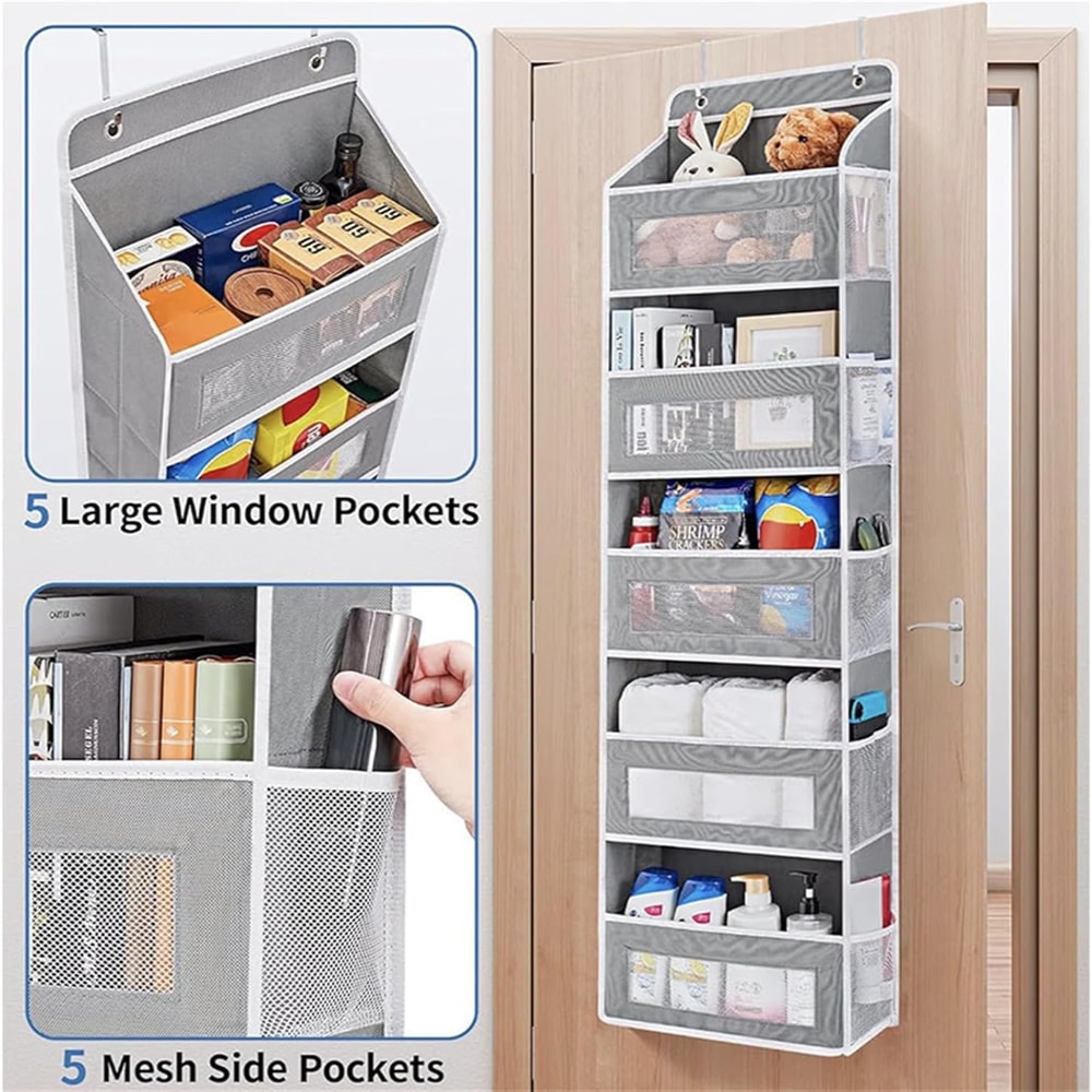 Door Organizer with Shelves, Pockets, Heavy Duty Hanging Storage for Bedroom, Bathroom, Pantry, Hold Space-Saving Design