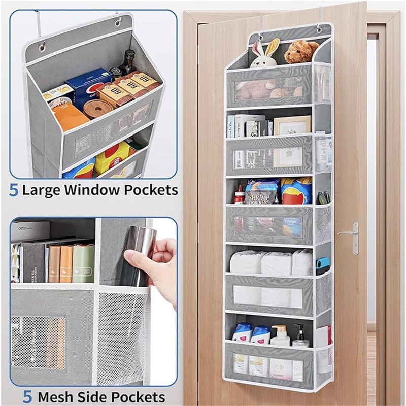 Door Organizer with Shelves, Pockets, Heavy Duty Hanging Storage for Bedroom, Bathroom, Pantry, Hold Space-Saving Design