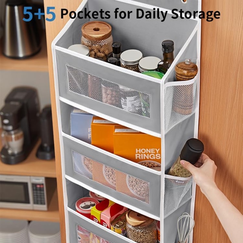 Door Organizer with Shelves, Pockets, Heavy Duty Hanging Storage for Bedroom, Bathroom, Pantry, Hold Space-Saving Design