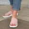 Slippers Women Casual Open Toe, Breathable Outdoor Beach Platform Sandals, Plus Size Solid Color Wedges Shoes