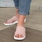 Slippers Women Casual Open Toe, Breathable Outdoor Beach Platform Sandals, Plus Size Solid Color Wedges Shoes