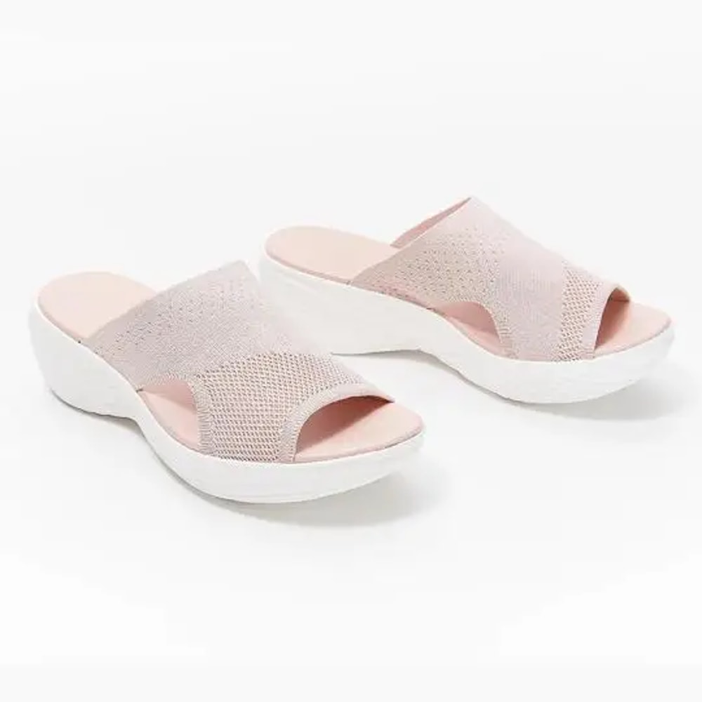 Slippers Women Casual Open Toe, Breathable Outdoor Beach Platform Sandals, Plus Size Solid Color Wedges Shoes