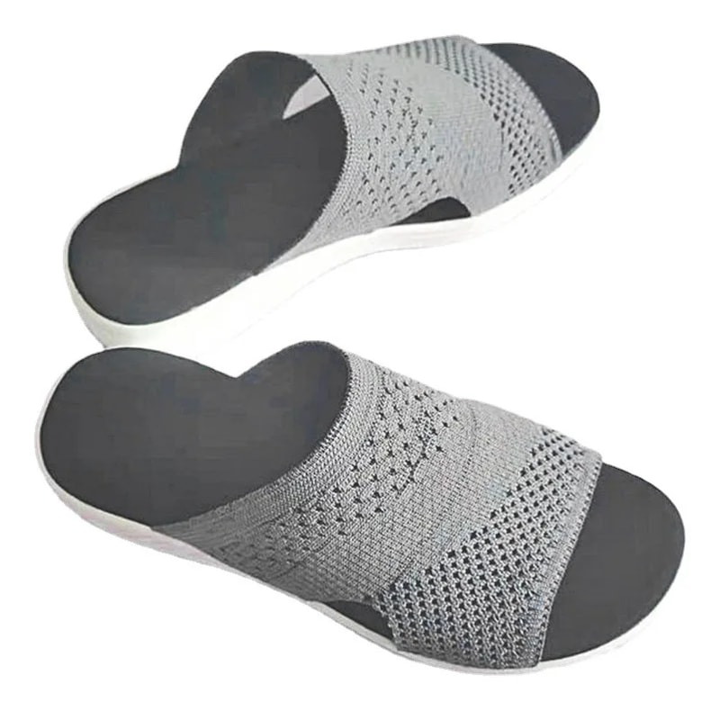 Slippers Women Casual Open Toe, Breathable Outdoor Beach Platform Sandals, Plus Size Solid Color Wedges Shoes