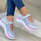 Round Head Knitted Womens Sneakers Thick Sole Single Shoes Casual Grid Shoes Large Size Comfortable 6