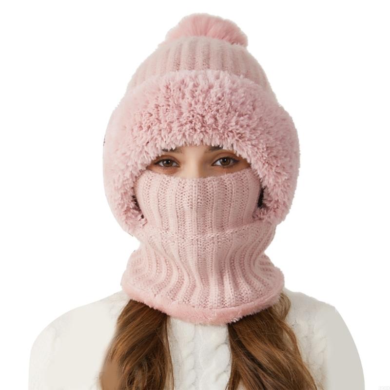 Women Knitted Winter Hat Warm Pullover Hat Outdoor Unisex Hat Neck Warmer For Outdoor Activity 8