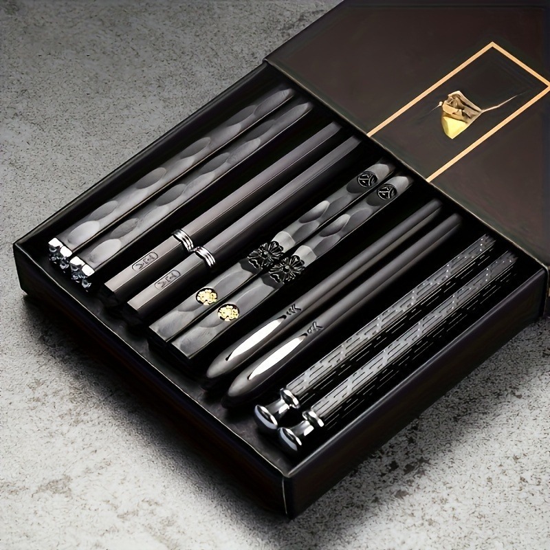 Nordic-Style Alloy Chopsticks Set, Non-Slip Heat-Resistant Utensils for Individual Servings, Dishwasher Safe