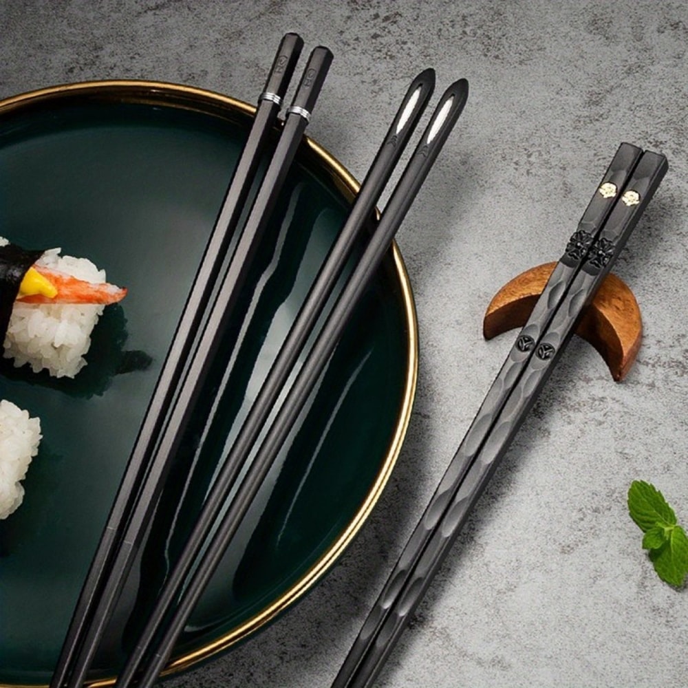 Nordic-Style Alloy Chopsticks Set, Non-Slip Heat-Resistant Utensils for Individual Servings, Dishwasher Safe