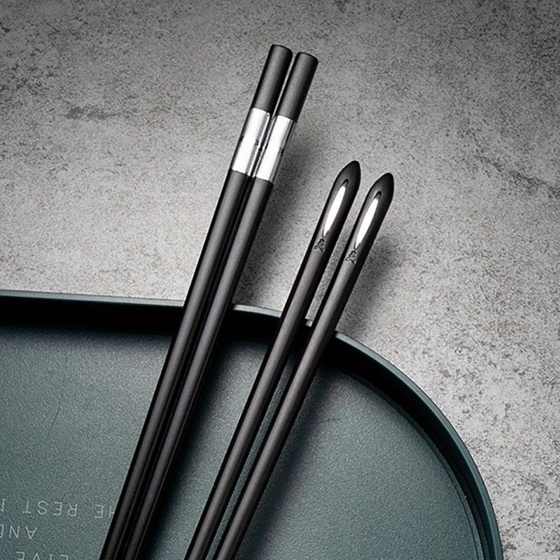 Nordic-Style Alloy Chopsticks Set, Non-Slip Heat-Resistant Utensils for Individual Servings, Dishwasher Safe