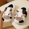Winter Home Slippers For Couples Warm Plush Cartoon Cow AntiSlip Cotton Slipper For Men And Women C 5