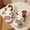 Winter Home Slippers For Couples Warm Plush Cartoon Cow AntiSlip Cotton Slipper For Men And Women C 2