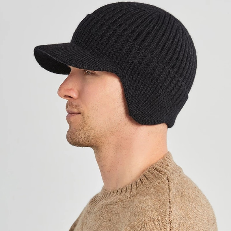 Men Winter Knitted Hat Outdoor Cycling Ear Protection Warmth Peaked Cap Casual Fashion Sunhat Bombe 4